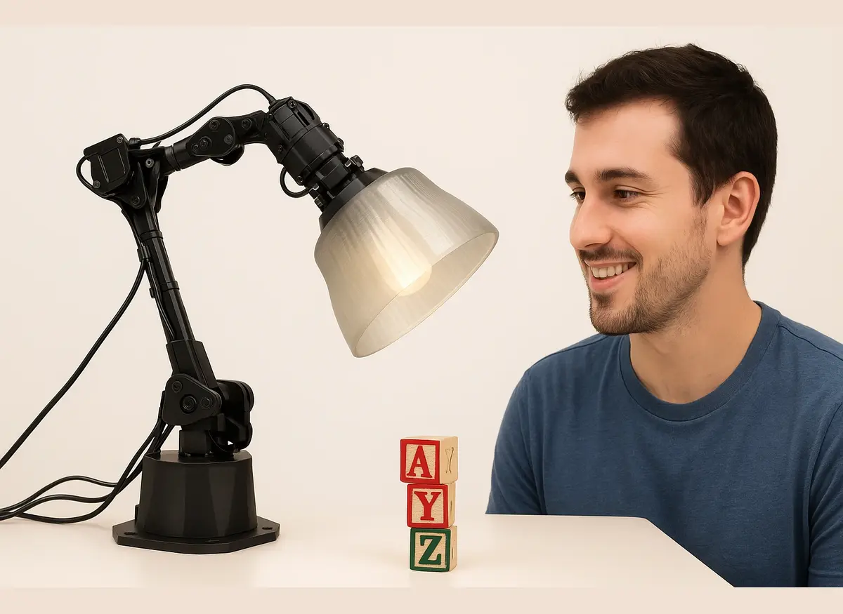 apple elegnt robot showing attitude