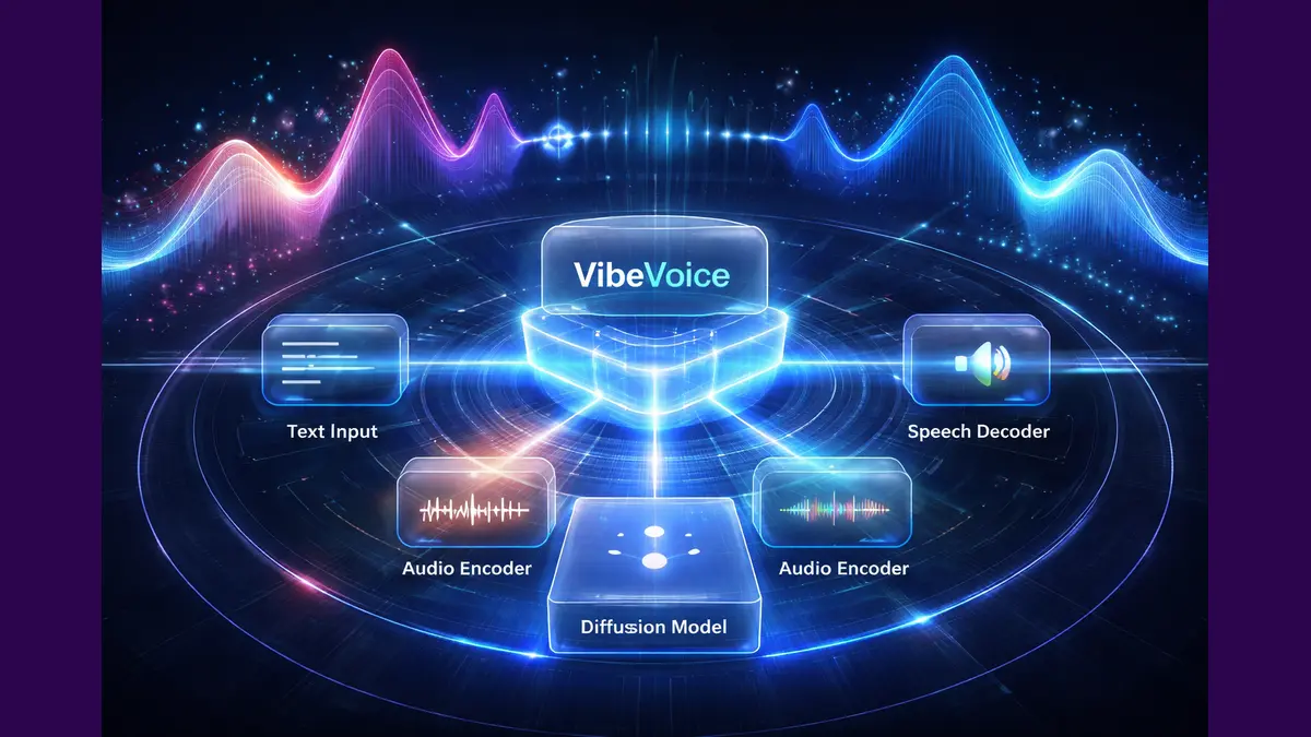 Microsoft VibeVoice and the Future of Conversational Voice AI, Microsoft VibeVoice conversational voice AI architecture generating multi speaker audio